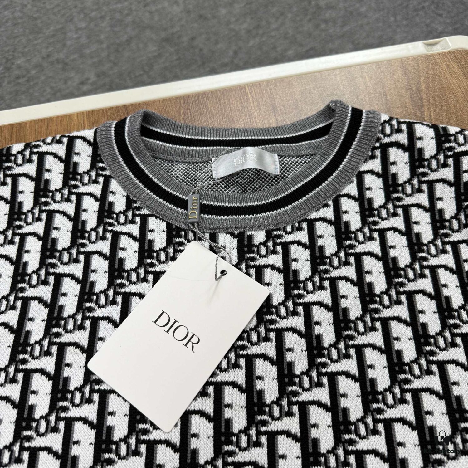 New Dior 2024 Spring/Summer CD Cotton Short Sleeve Loose T-Shirt, Knitted All-Over Print Unisex