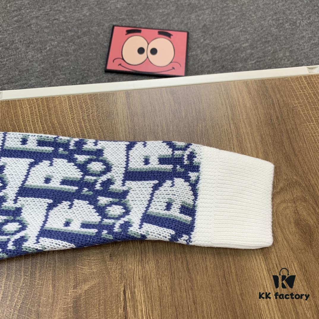 New Dior 23SS Monogram Jacquard Wool Knit Sweater, High Quality