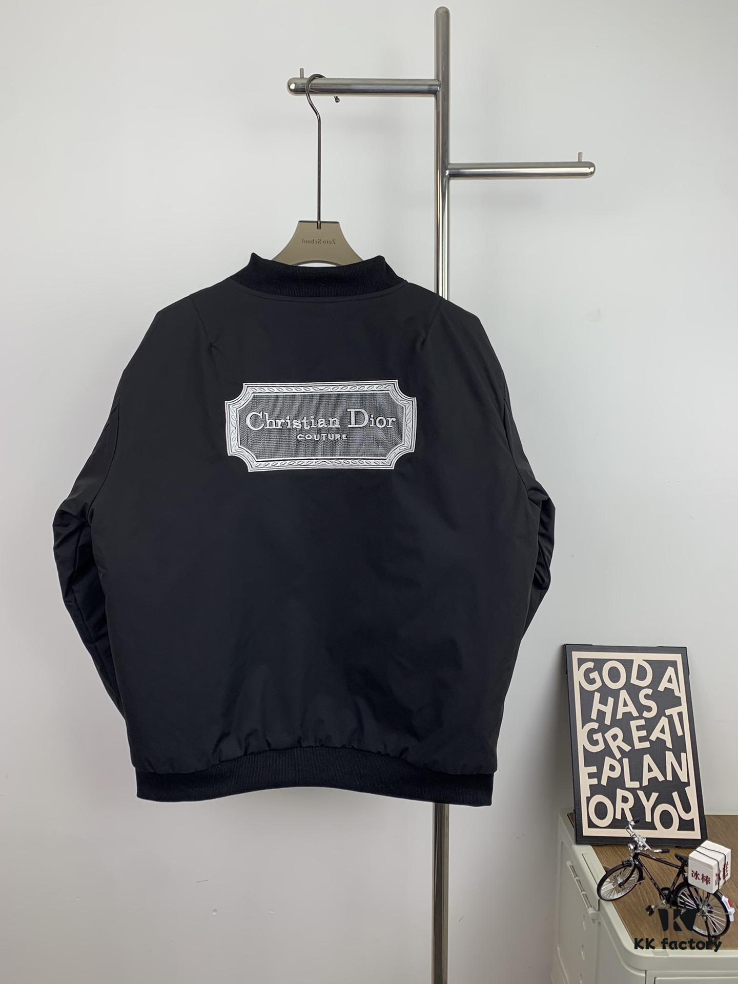 New Dior CD23SS Embroidered Back Letter Pilot Jacket Coat - Thickened Cotton Outerwear for Fall and Winter, Unisex