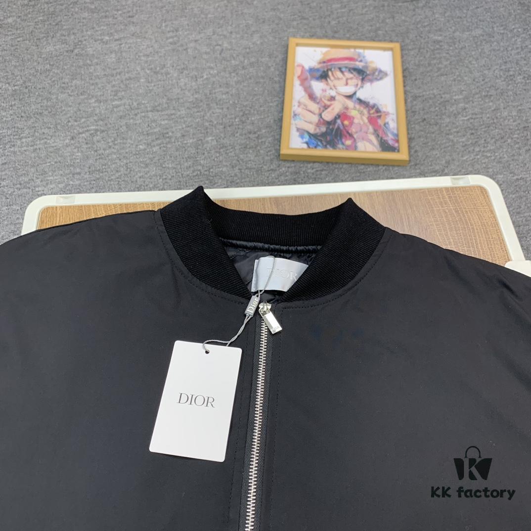 New Dior CD23SS Embroidered Back Letter Pilot Jacket Coat - Thickened Cotton Outerwear for Fall and Winter, Unisex