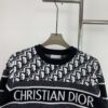 New Dior Knit Pullover Sweater with DIOR Logo Stripe Print in Contrasting Colors, Minimalist Runway Design Featuring Wool Blend and Elegant Black-and-White Aesthetic
