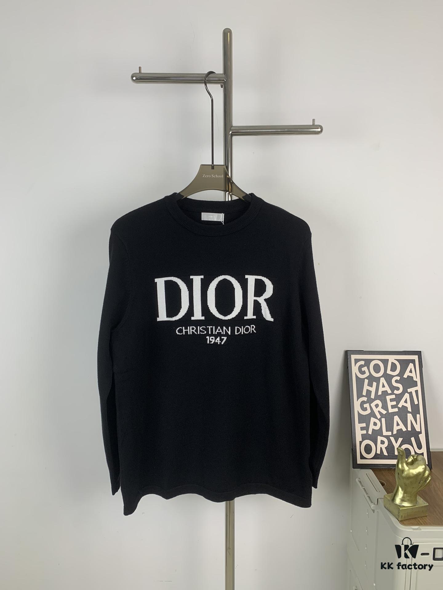 2023 DIOR Autumn-Winter New Arrival Letter Jacquard Crew Neck Sweater Unisex Stylish Soft Knitwear