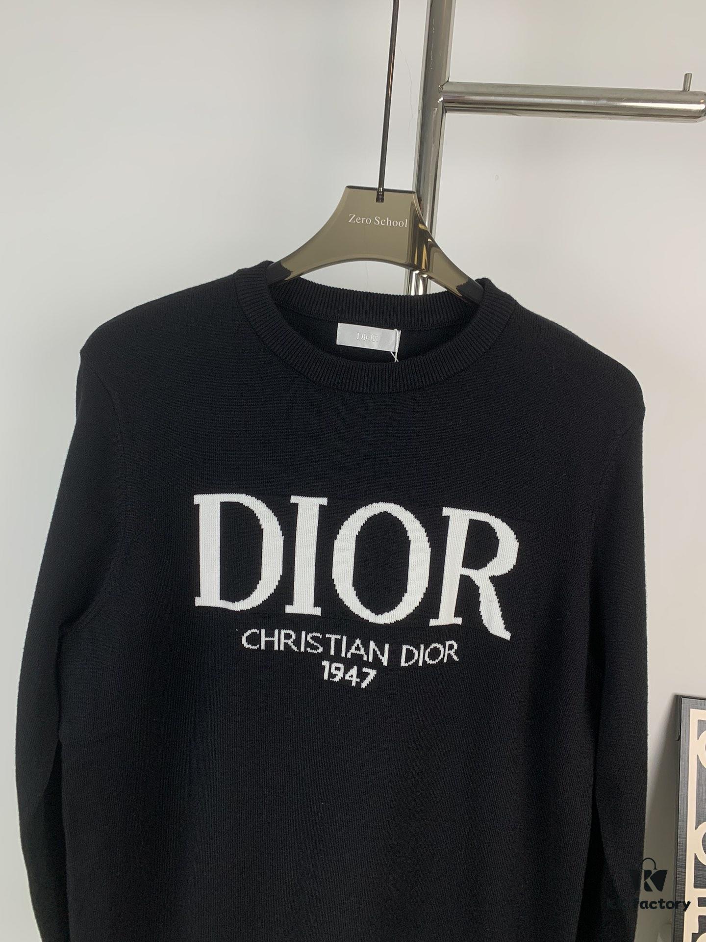 2023 DIOR Autumn-Winter New Arrival Letter Jacquard Crew Neck Sweater Unisex Stylish Soft Knitwear