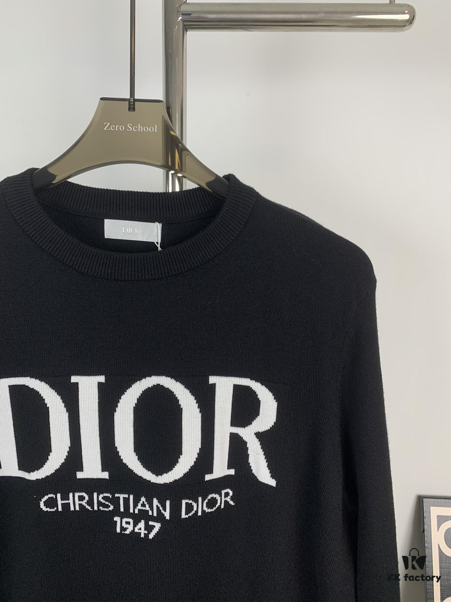 2023 DIOR Autumn-Winter New Arrival Letter Jacquard Crew Neck Sweater Unisex Stylish Soft Knitwear