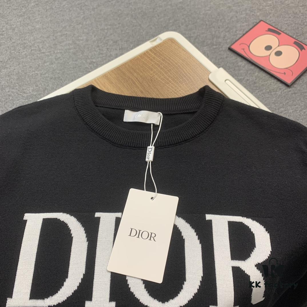 2023 DIOR Autumn-Winter New Arrival Letter Jacquard Crew Neck Sweater Unisex Stylish Soft Knitwear