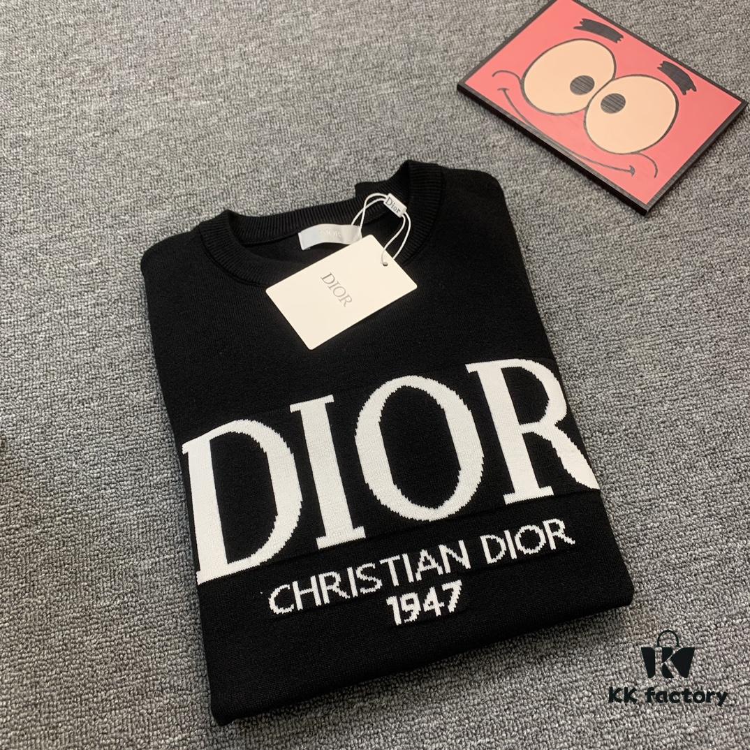 2023 DIOR Autumn-Winter New Arrival Letter Jacquard Crew Neck Sweater Unisex Stylish Soft Knitwear