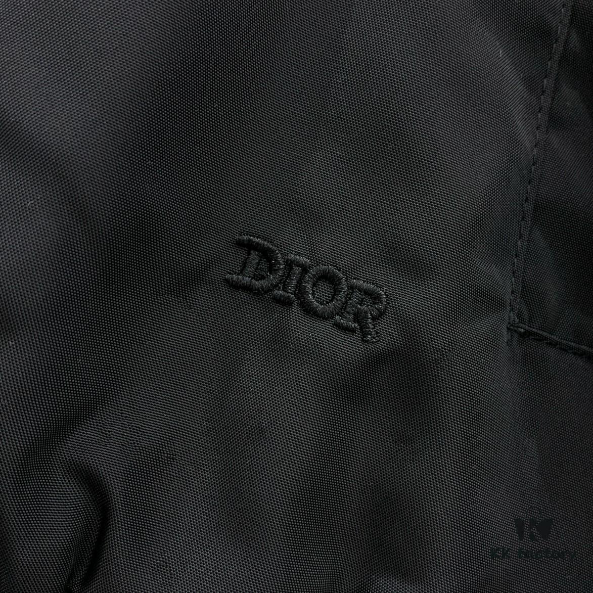 New Dior CD2024SS Embroidered Back Pilot Jacket in Black - Unisex Flat Embroidery Craftsmanship