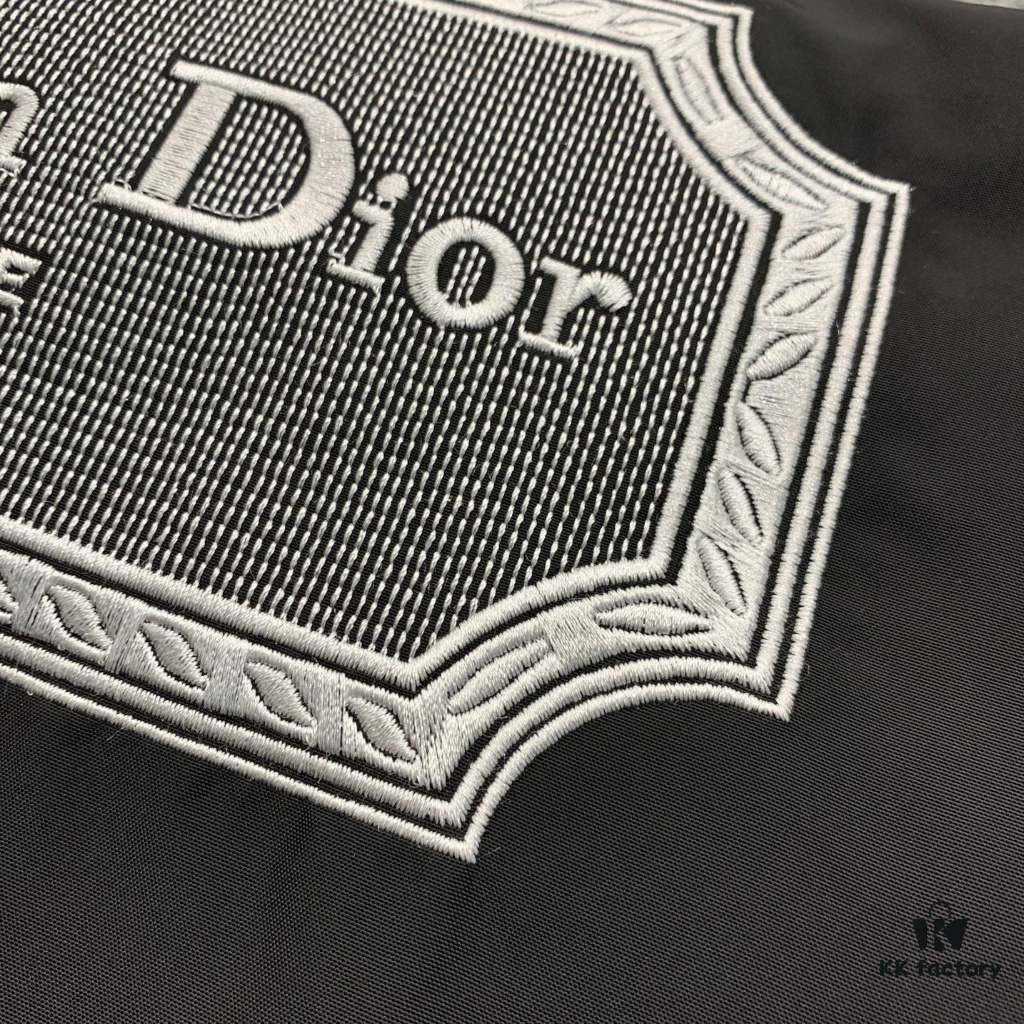 New Dior CD2024SS Embroidered Back Pilot Jacket in Black - Unisex Flat Embroidery Craftsmanship