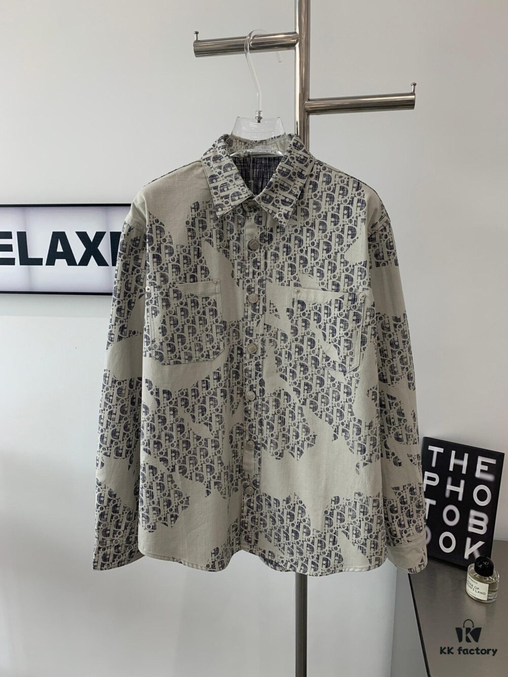 New Dior Classic Logo Print Washed Denim Shirt Unisex Casual Jacket