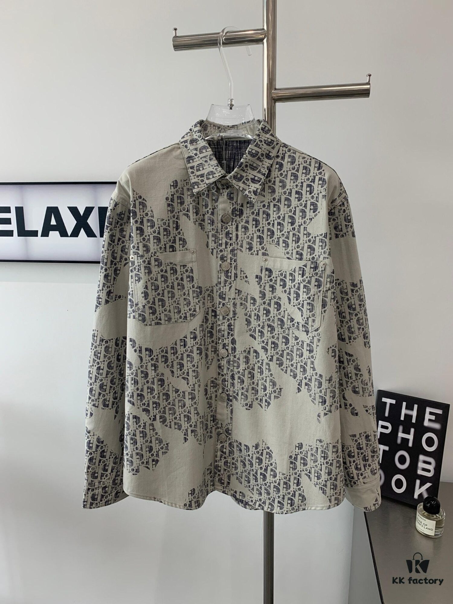 New Dior Classic Logo Print Washed Denim Shirt Unisex Casual Jacket