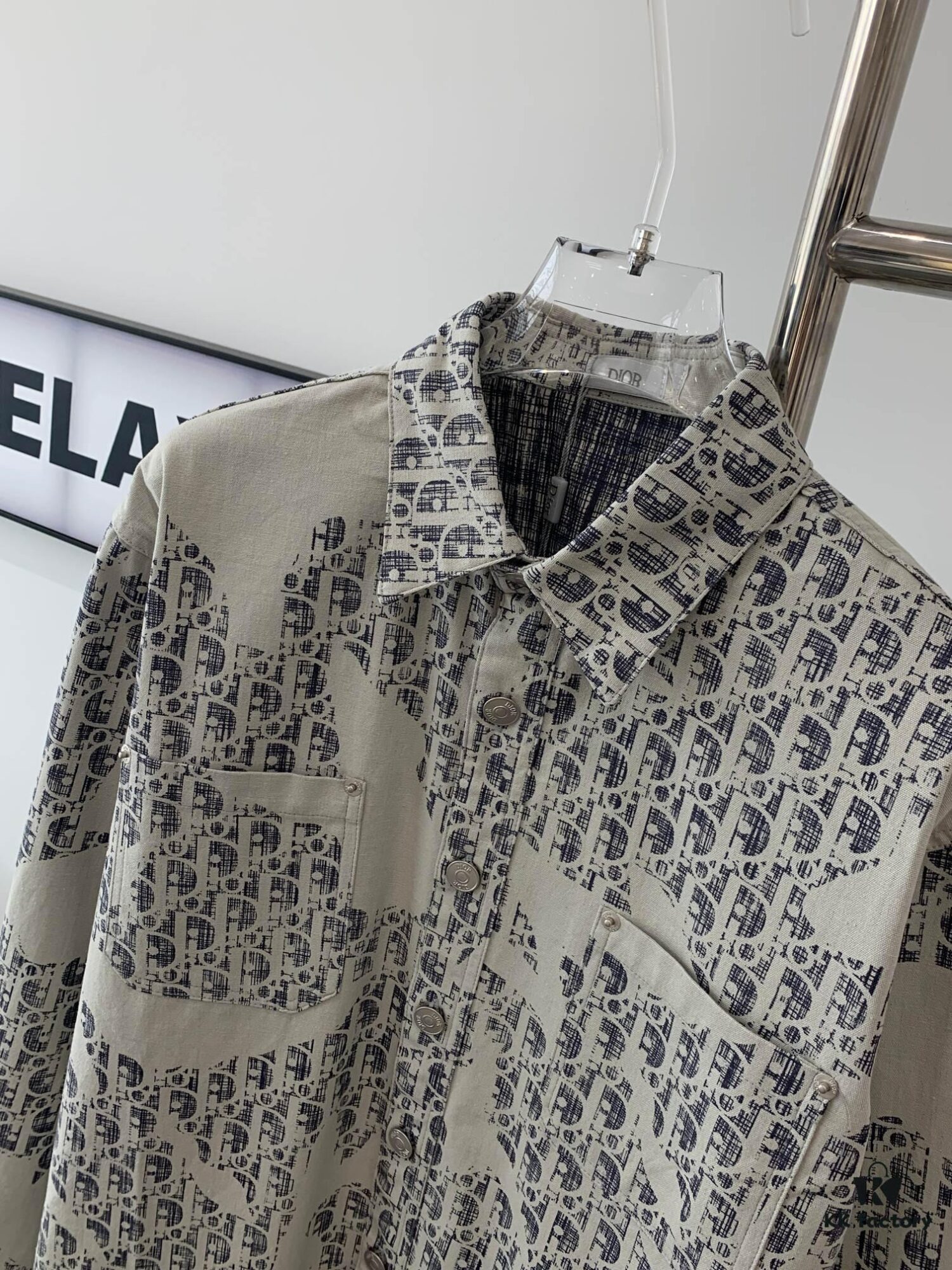 New Dior Classic Logo Print Washed Denim Shirt Unisex Casual Jacket