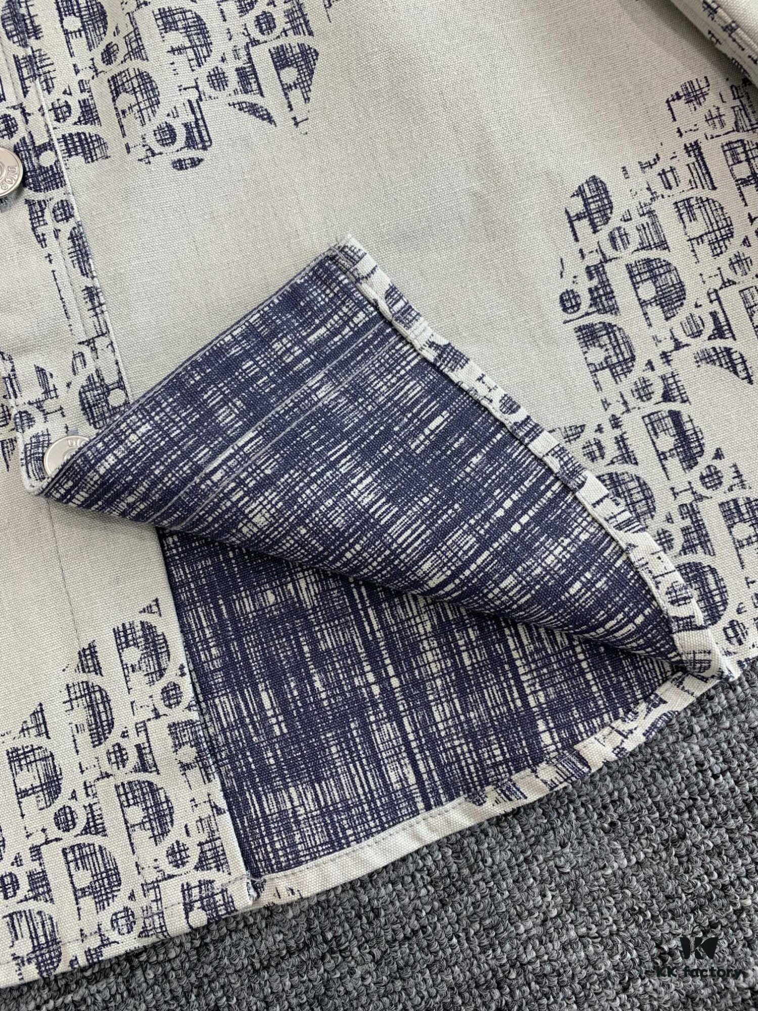 New Dior Classic Logo Print Washed Denim Shirt Unisex Casual Jacket