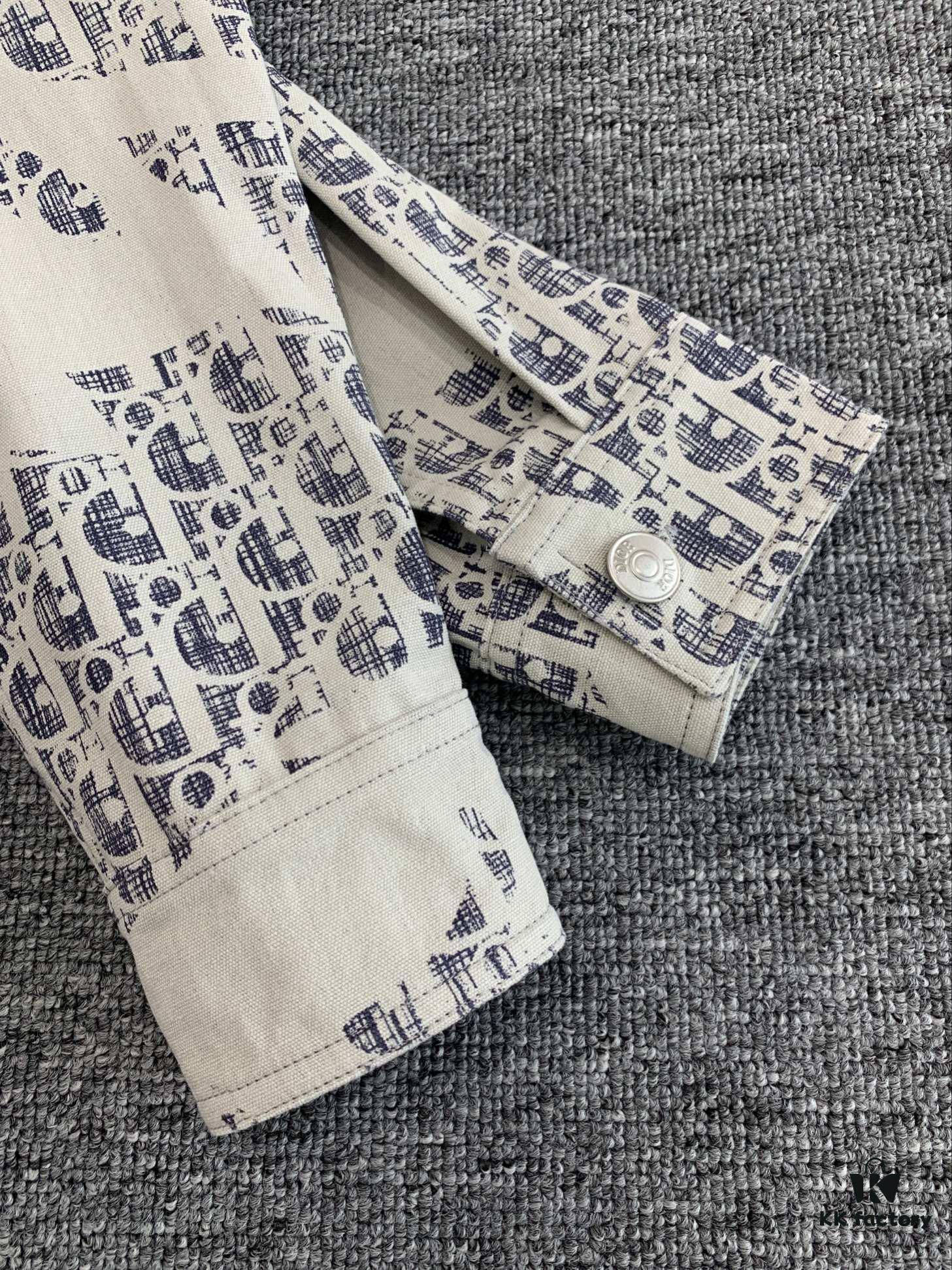 New Dior Classic Logo Print Washed Denim Shirt Unisex Casual Jacket