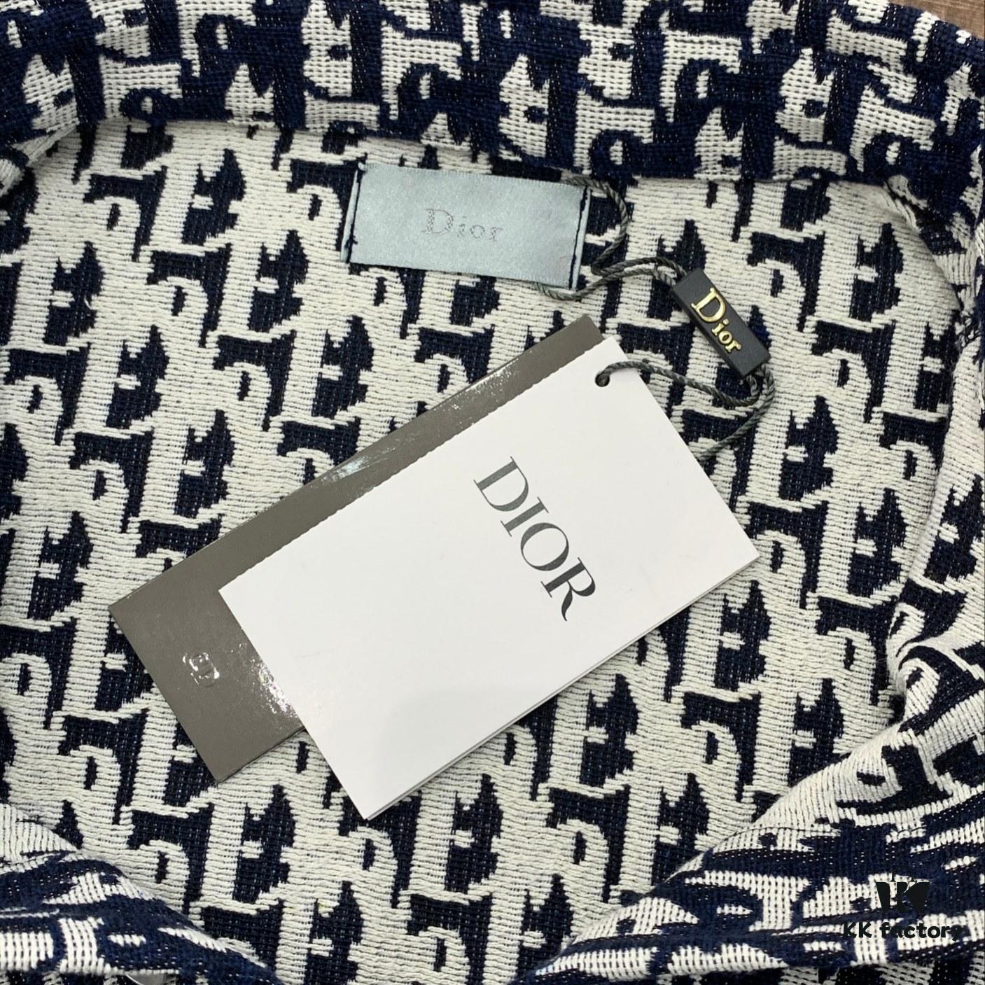 New Dior Jacquard Print Shirt Jacket with Patch Pocket