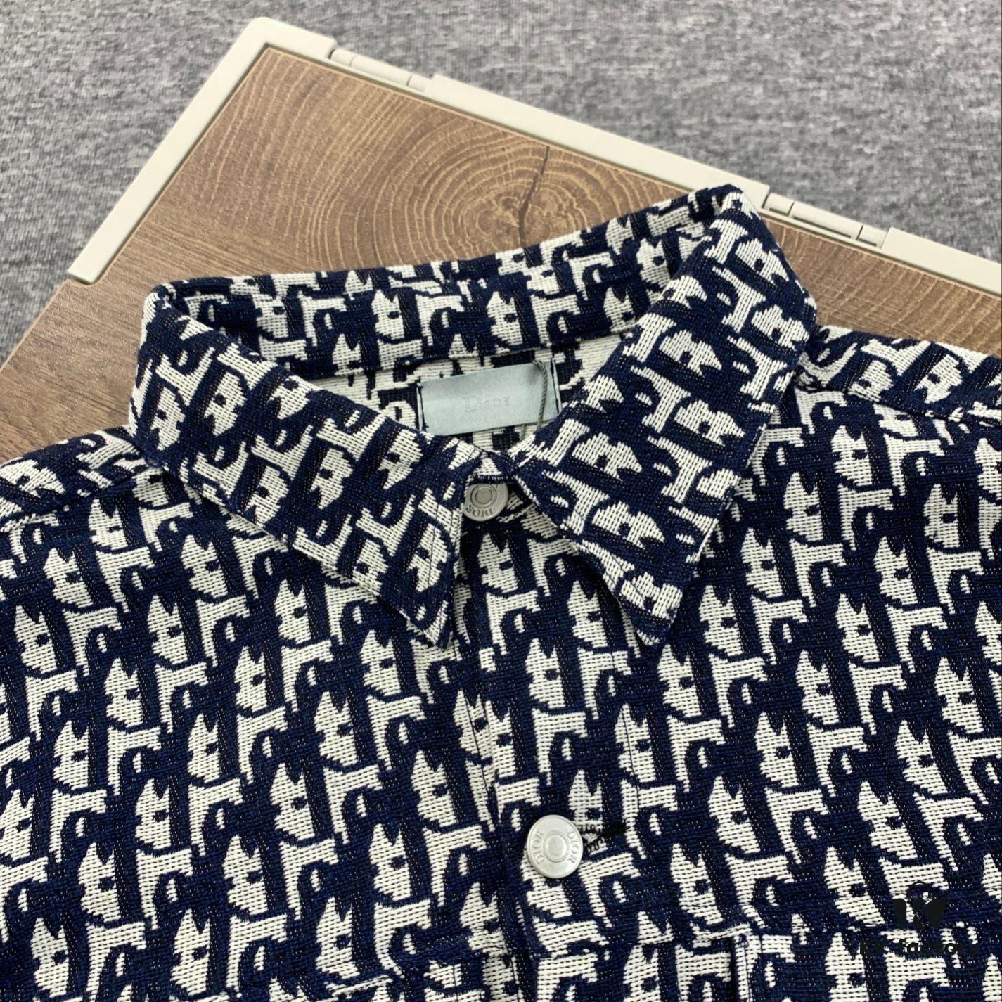 New Dior Jacquard Print Shirt Jacket with Patch Pocket