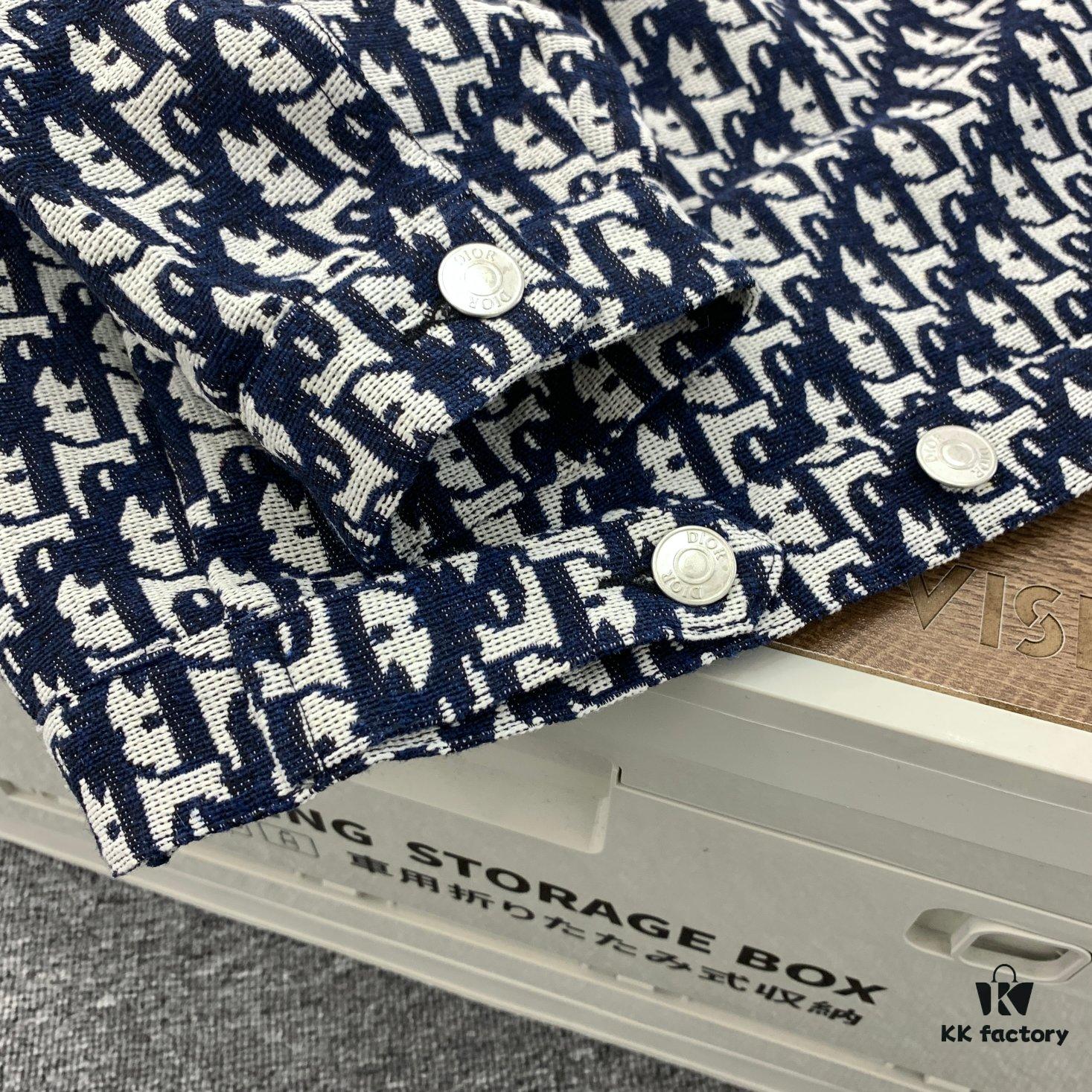 New Dior Jacquard Print Shirt Jacket with Patch Pocket