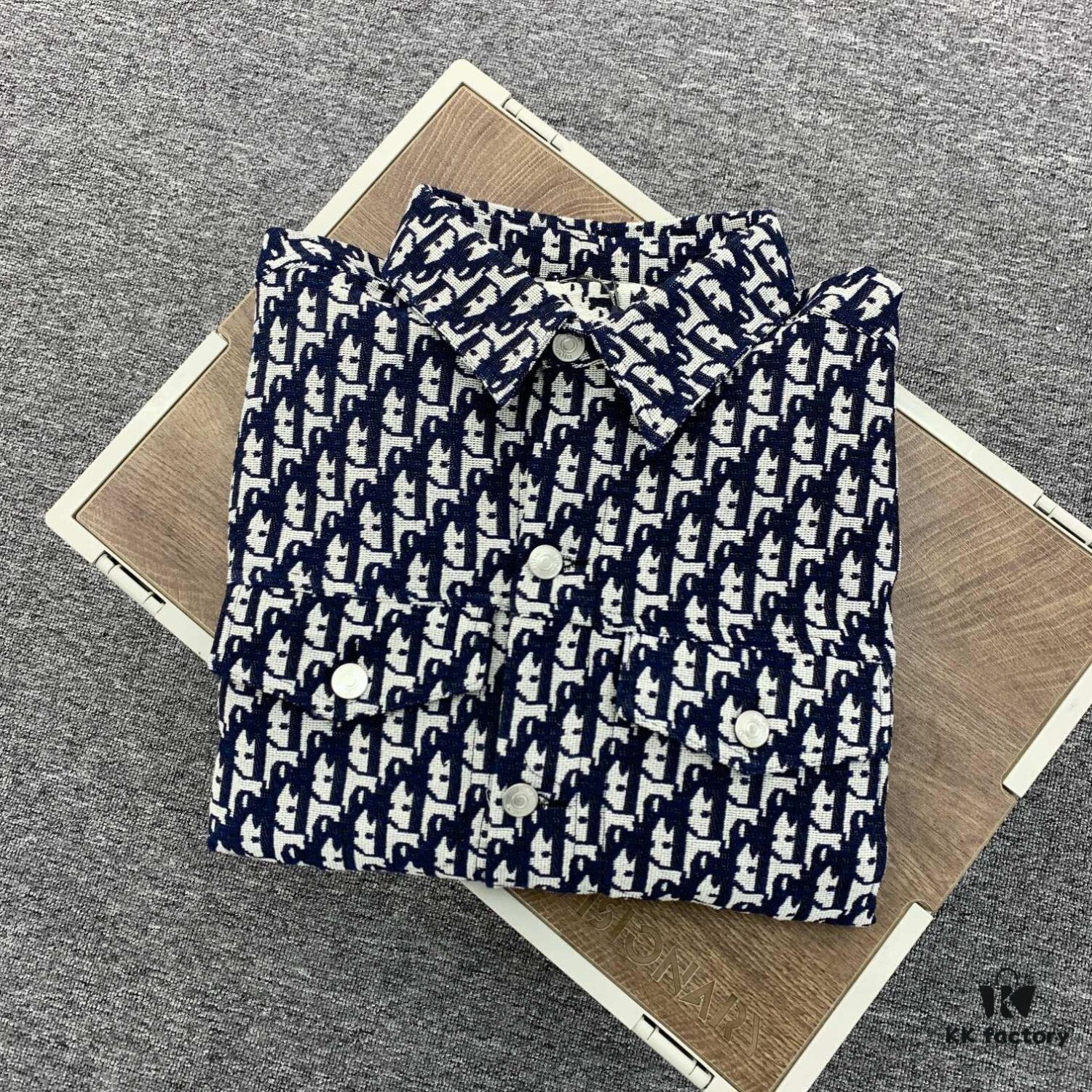 New Dior Jacquard Print Shirt Jacket with Patch Pocket