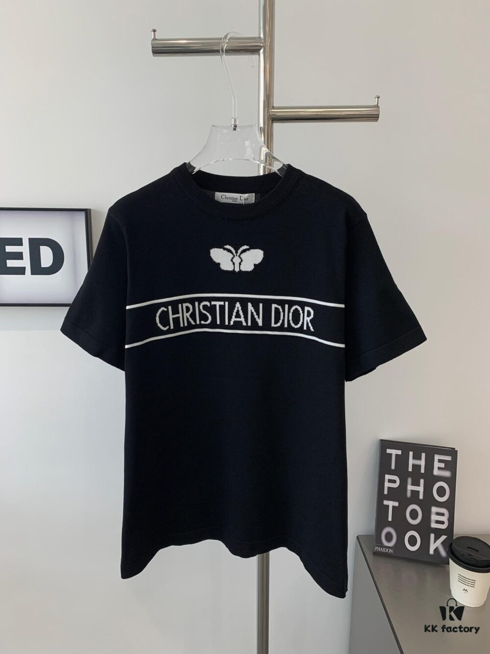 New Dior 24SS Unisex Knitwear with Butterfly Jacquard, Ribbed Polo Collar, Slim Fit, Lightweight and Stretchy