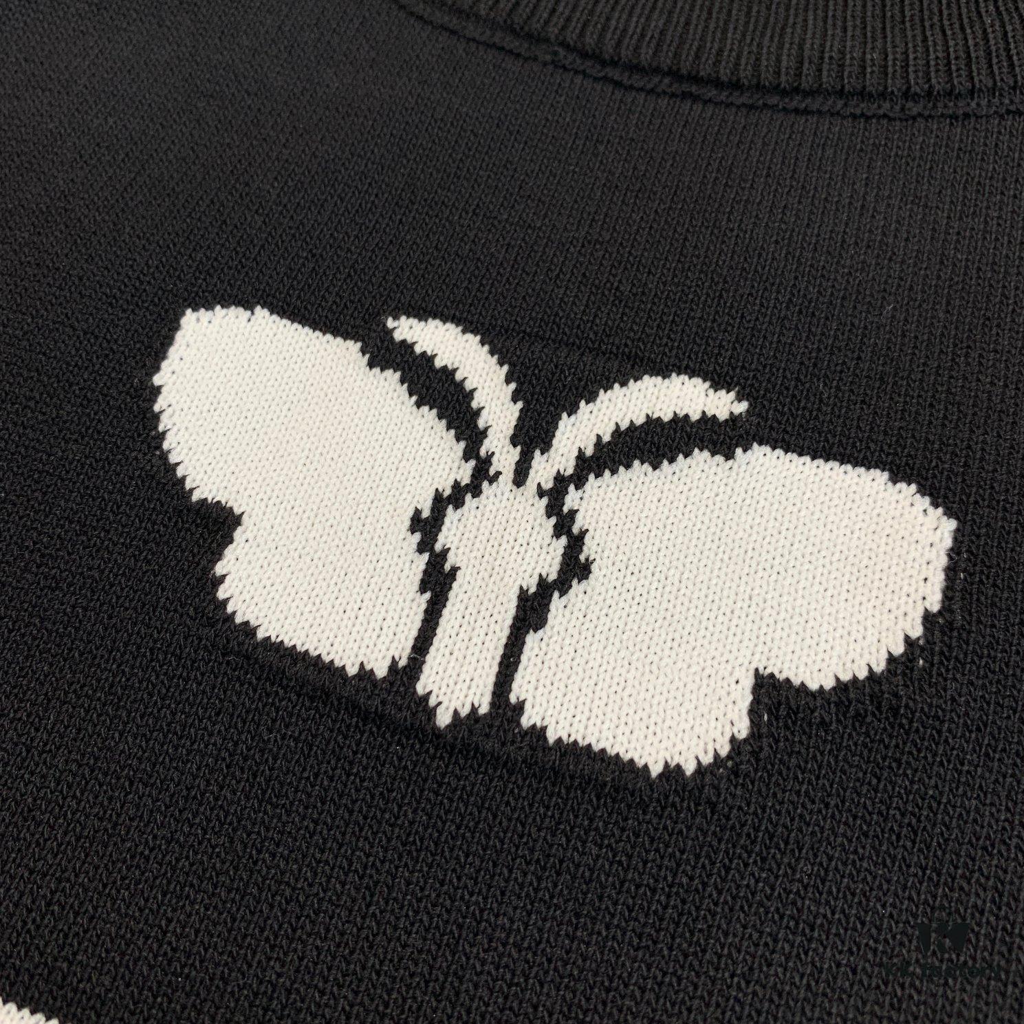 New Dior 24SS Unisex Knitwear with Butterfly Jacquard, Ribbed Polo Collar, Slim Fit, Lightweight and Stretchy