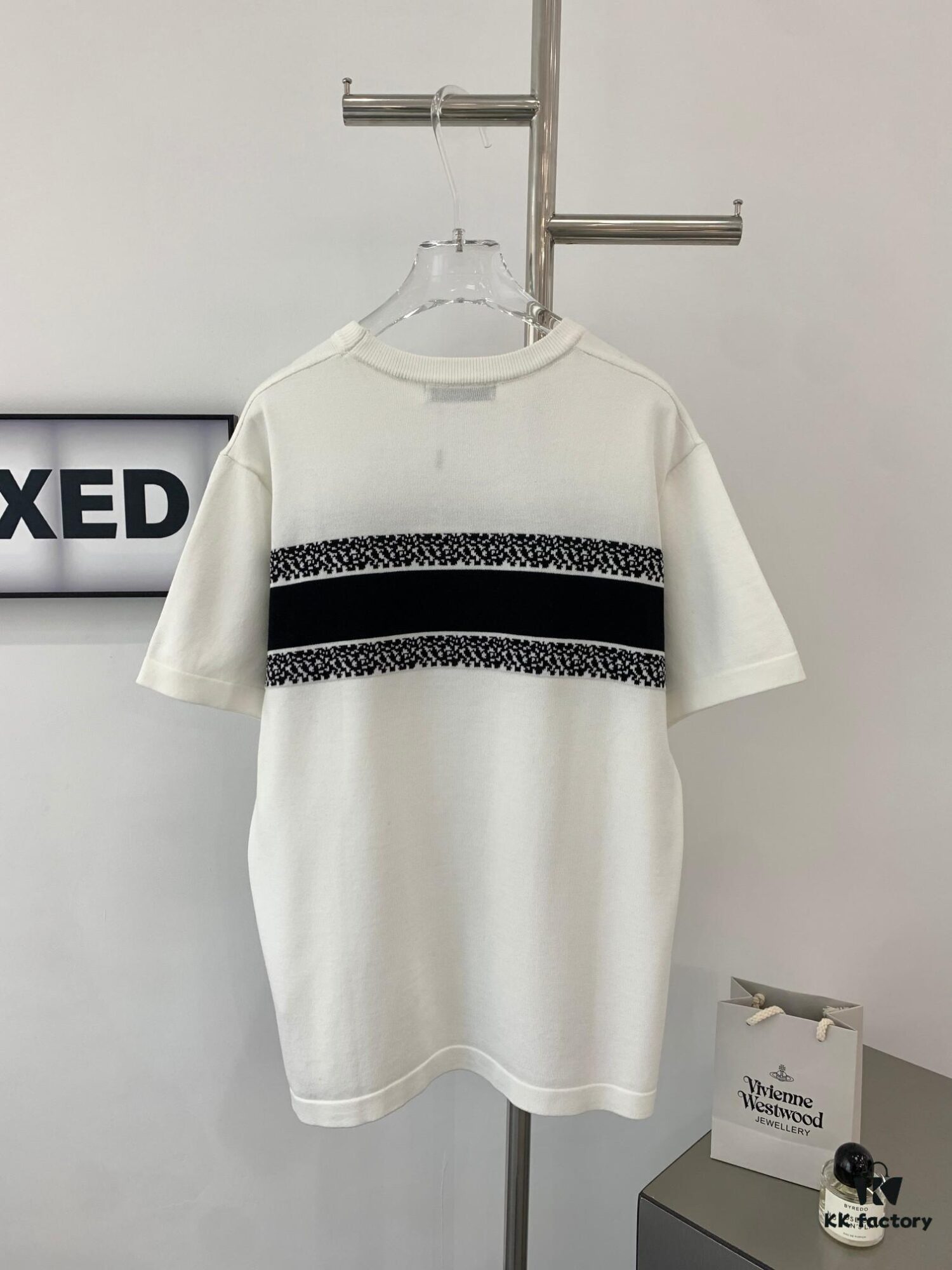 New Dior DIOR 2024 Collection Jacquard Knit Short-Sleeve Slim-Fit Stretch T-Shirt Unisex