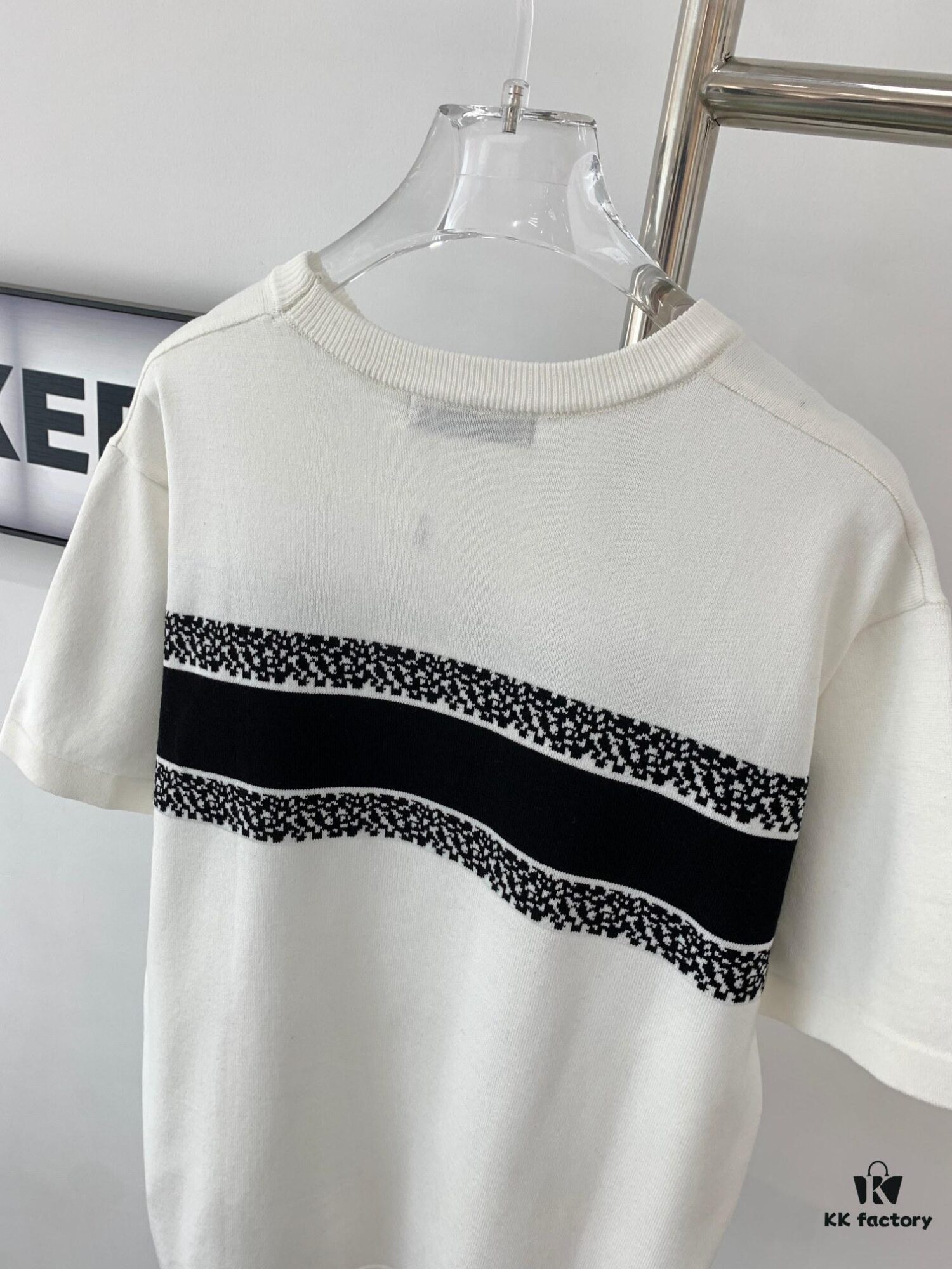 New Dior DIOR 2024 Collection Jacquard Knit Short-Sleeve Slim-Fit Stretch T-Shirt Unisex