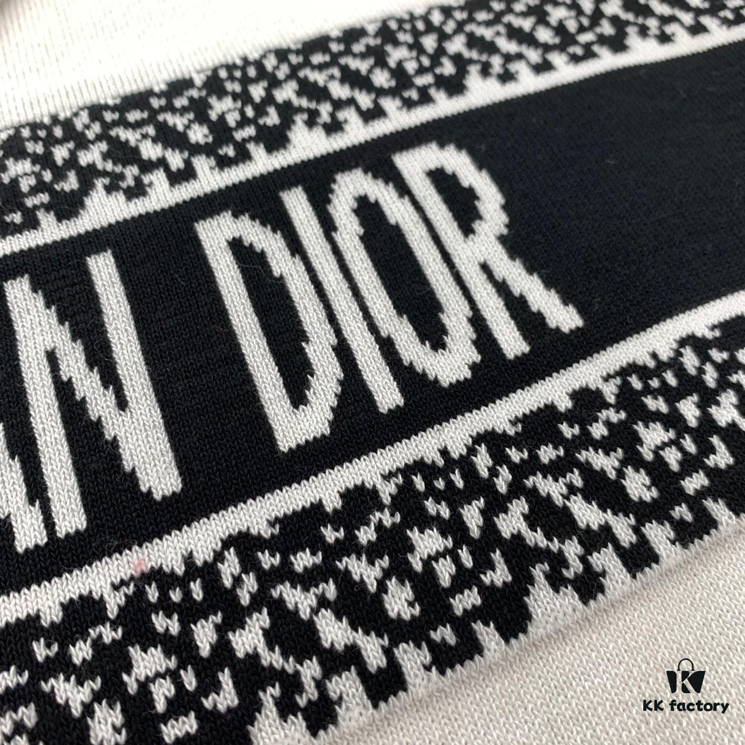 New Dior DIOR 2024 Collection Jacquard Knit Short-Sleeve Slim-Fit Stretch T-Shirt Unisex