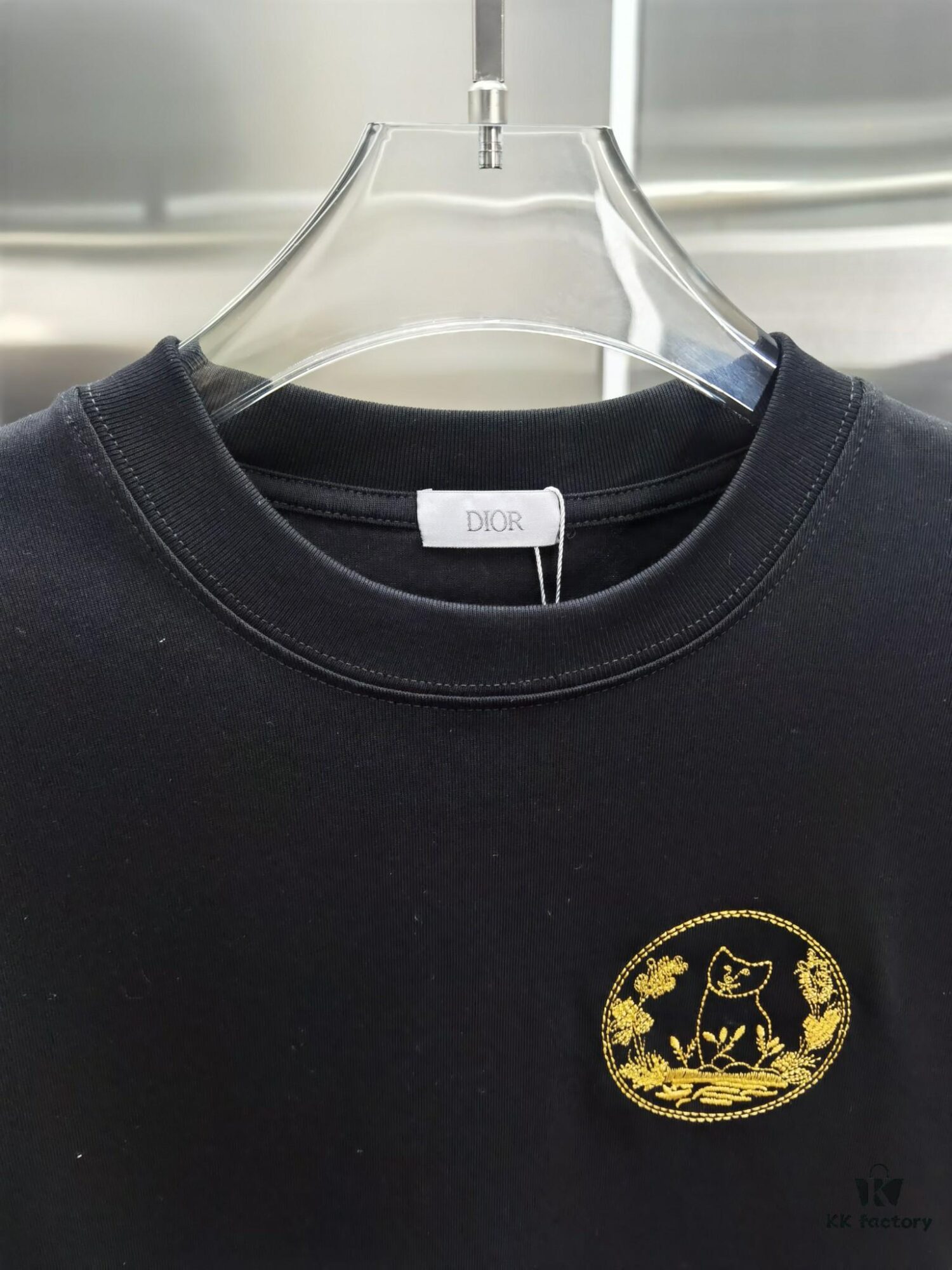 Dior D'Or (Top-tier Embroidered Version, Different from Standard Stock) Short Sleeve T-Shirt