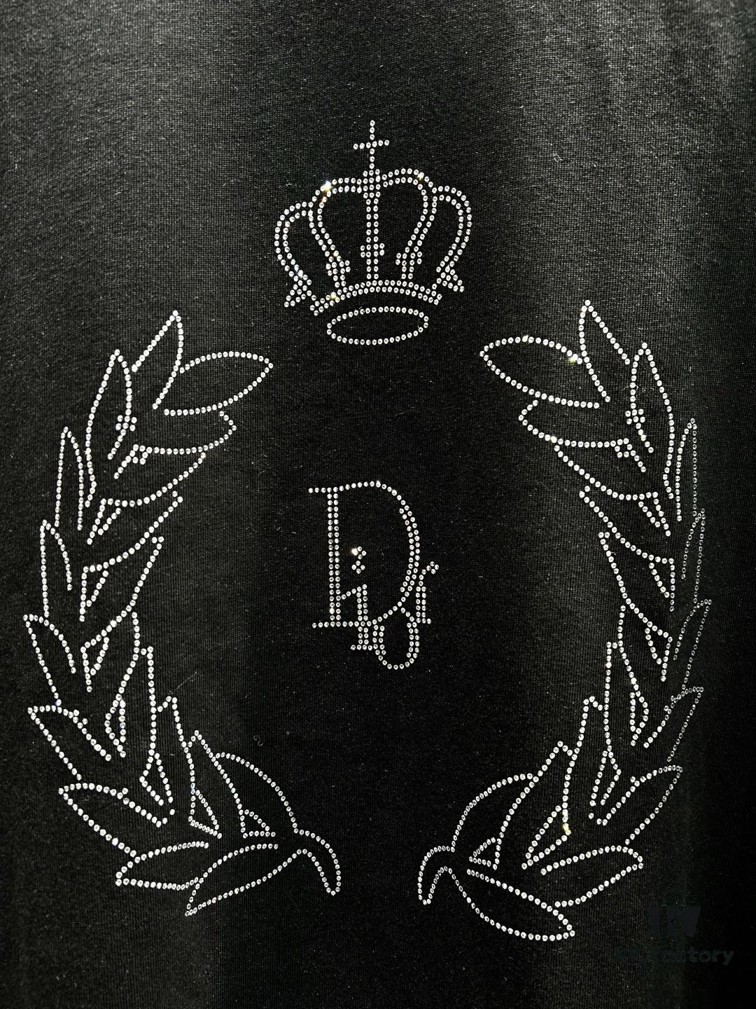 Dior Crown Crystal Embellished Short Sleeve T-Shirt