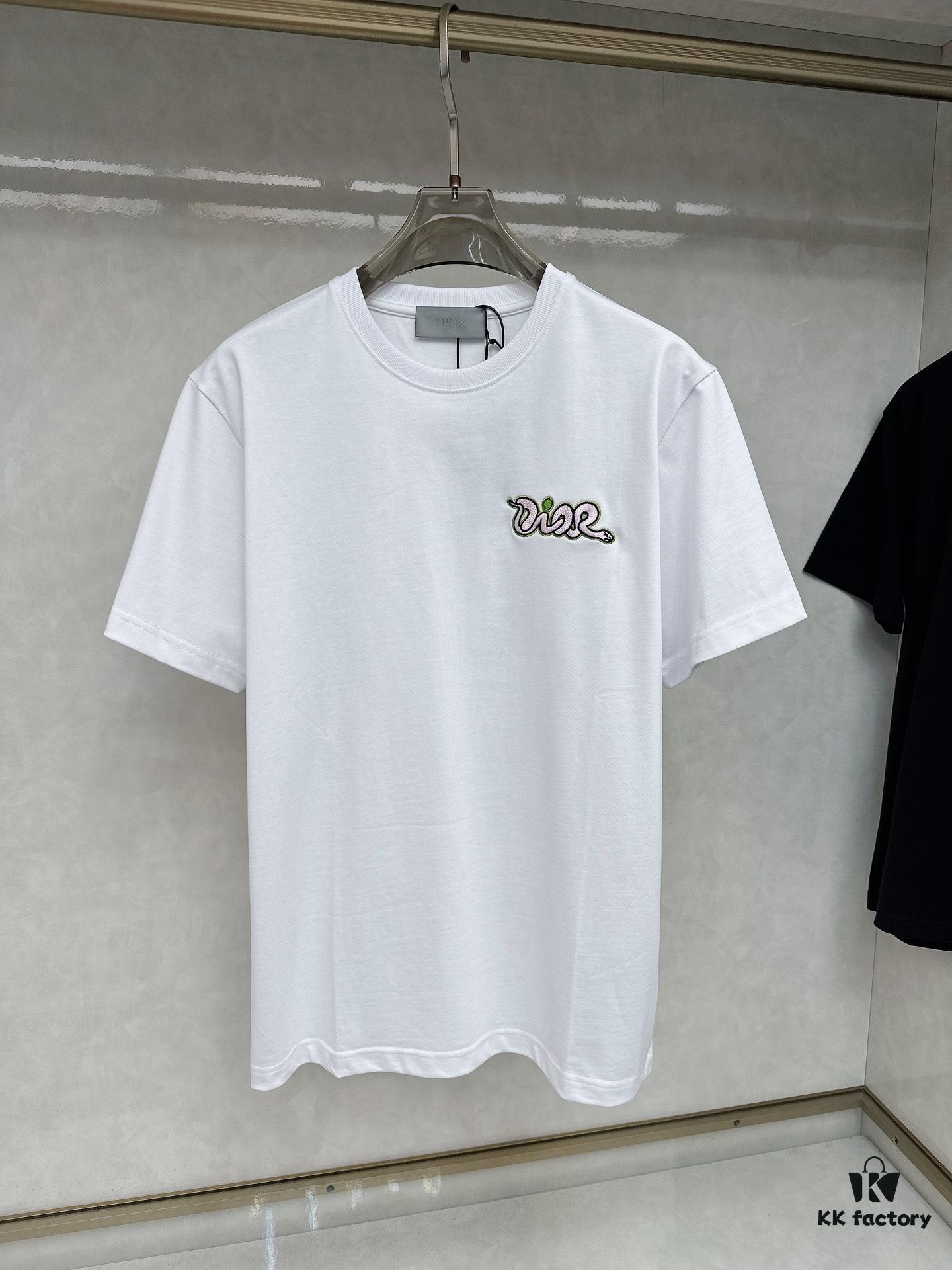 DIOR Snake Embroidery Design Cotton Woven Shirt