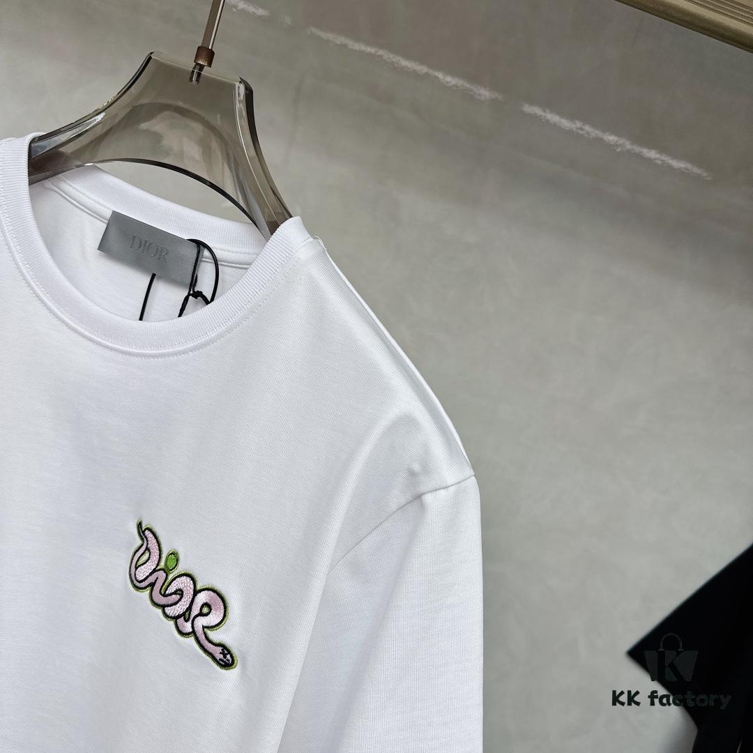 DIOR Snake Embroidery Design Cotton Woven Shirt