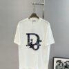 DIO*R DIOR 25s New Couple Round Neck T-Shirt! Front 3D Embroidery, 260g Premium 100% Cotton, Soft and Elastic Fabric, Classic Design with Clear and Textured Pattern, Comfortable, Breathable Fit, Ideal for Layering or Wearing Alone, Full Labels Included