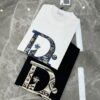 DIO*R DIOR 25s New Couple Round Neck T-Shirt! Front 3D Embroidery, 260g Premium 100% Cotton, Soft and Elastic Fabric, Classic Design with Clear and Textured Pattern, Comfortable, Breathable Fit, Ideal for Layering or Wearing Alone, Full Labels Included