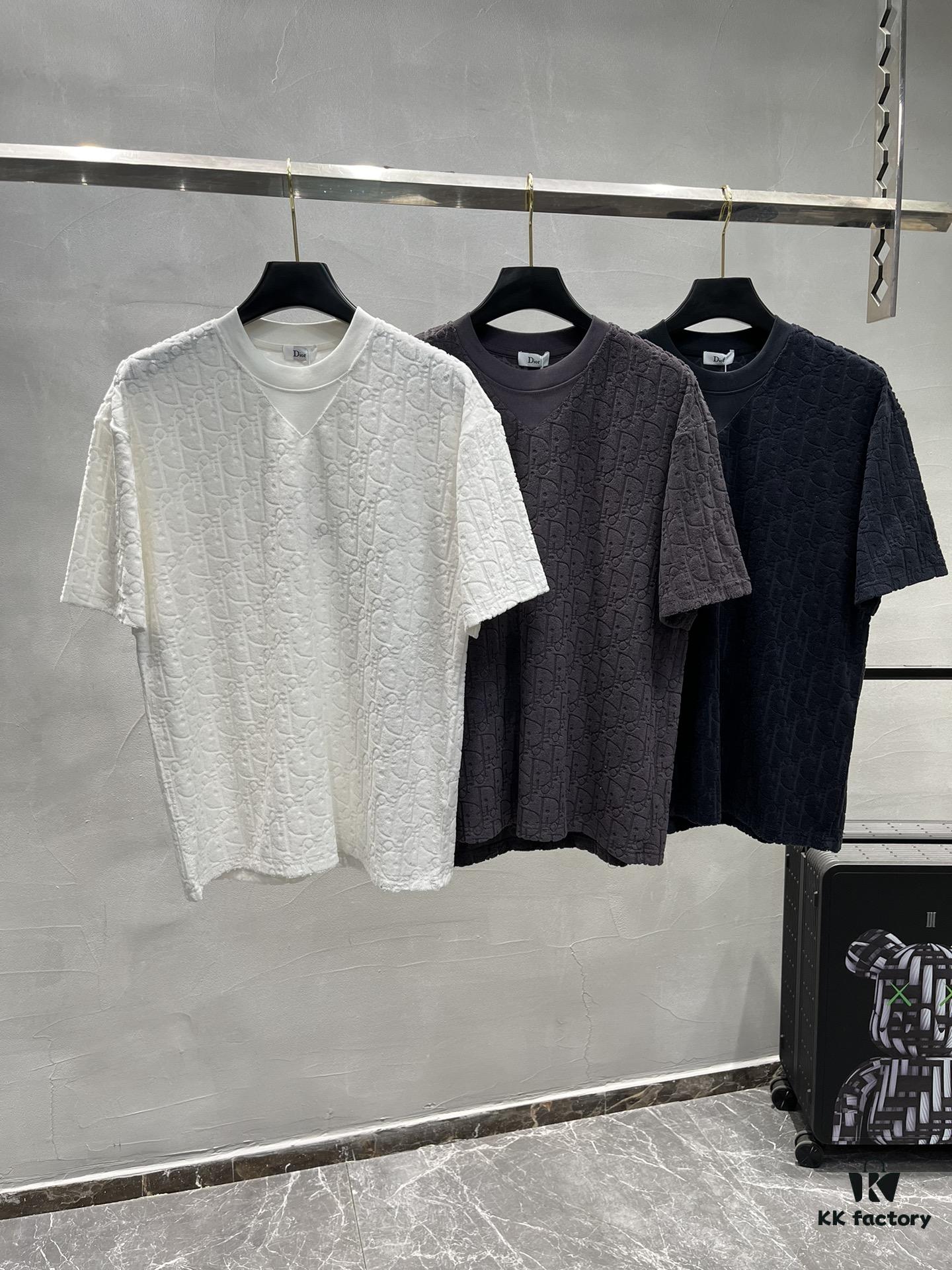 Dior 25s New Arrival Original Order T-Shirt, Custom Terry Fabric with Letter Jacquard, Classic Short-Sleeve Dior Fashion Style, Solid Color Design, Stylish and Versatile, Three Labels Complete