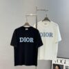 Dior 25s Streetwear T-Shirt, Unisex Design, Minimalist Style with 3D Embroidered Logo, Premium 260g Cotton Fabric, Black and White Options