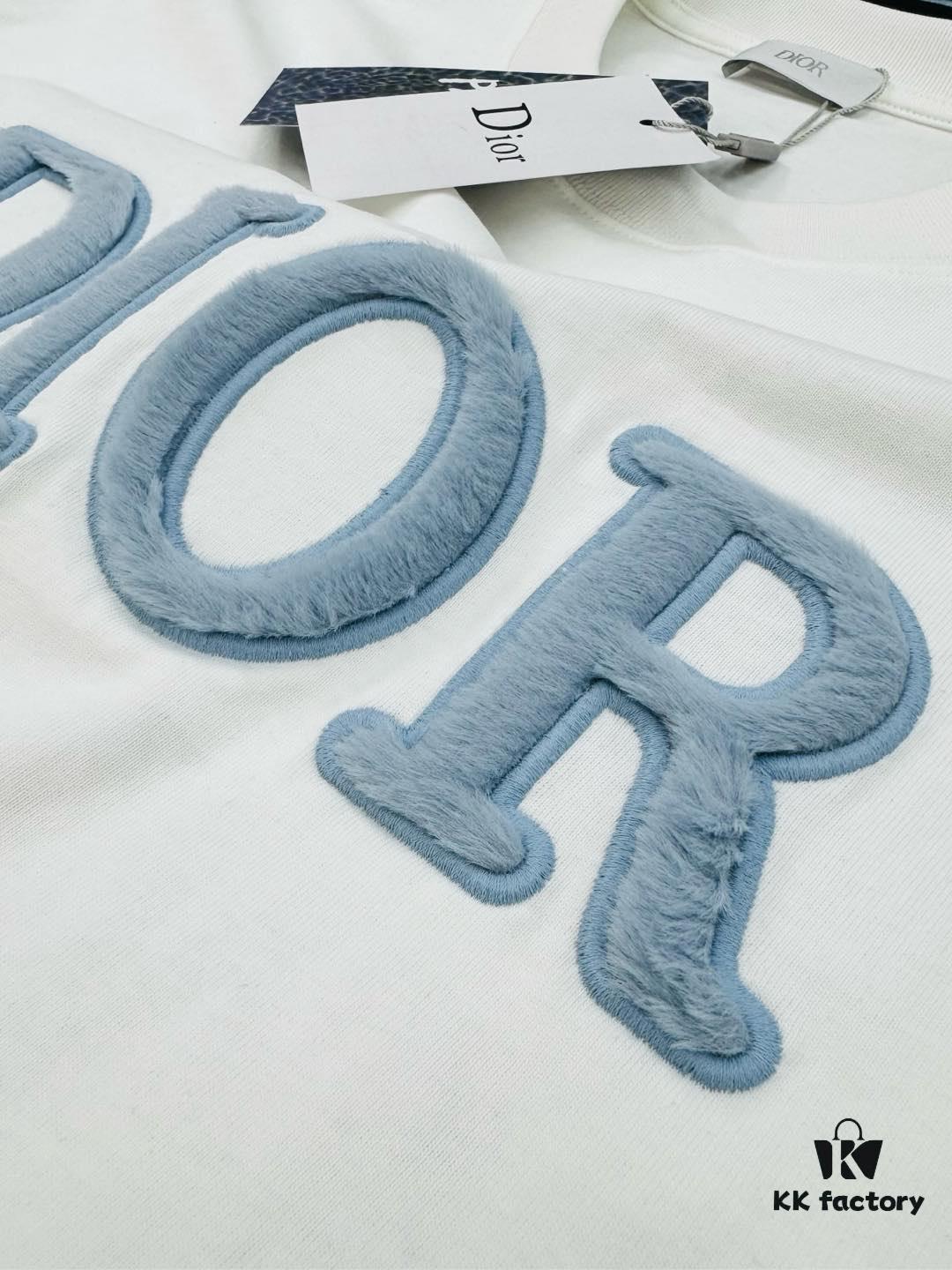 Dior 25s Streetwear T-Shirt, Unisex Design, Minimalist Style with 3D Embroidered Logo, Premium 260g Cotton Fabric, Black and White Options