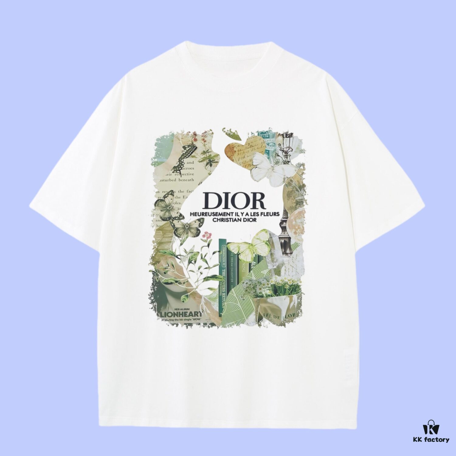 High-End Quality Dior 2025 Fall Spring/Summer Collection Floral Short-Sleeve T-Shirt, Distinct from Regular Prints, Crafted in Custom-Woven 270G 32-Ne Double-Yarn Pure Cotton Fabric, Relaxed Fit Unisex Design