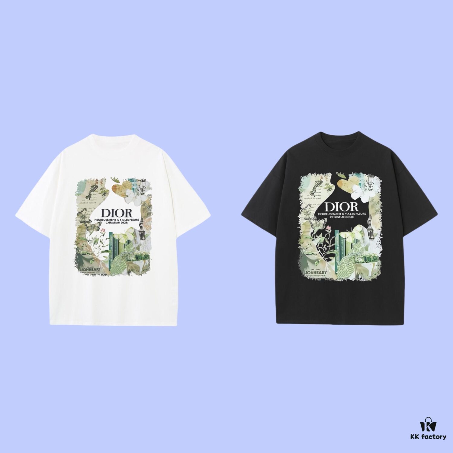 High-End Quality Dior 2025 Fall Spring/Summer Collection Floral Short-Sleeve T-Shirt, Distinct from Regular Prints, Crafted in Custom-Woven 270G 32-Ne Double-Yarn Pure Cotton Fabric, Relaxed Fit Unisex Design