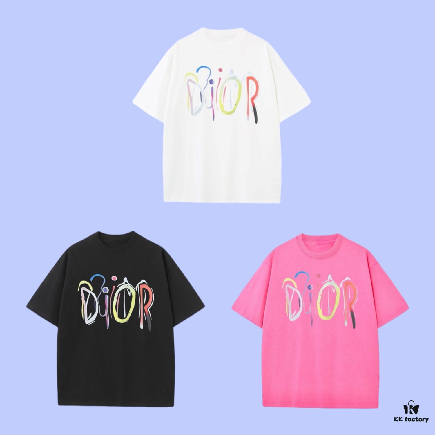 Dior 2025 Fall Spring-Summer Collection Typography Logo Short-Sleeve T-Shirt, Premium Quality, Woven 270G 32-Count Double-Yarn Pure Cotton Fabric, Relaxed Fit Unisex Design