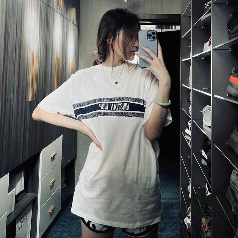 New Dior DIOR Jacquard Knit Short-Sleeve Slim-Fit Stretch T-Shirt, Men's and Women's Unisex Style, Classic Collection, Smooth and Breathable Fabric, High-Quality Craftsmanship