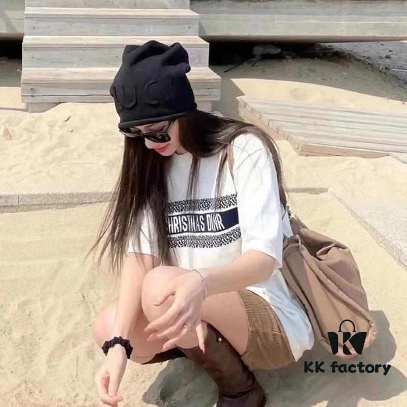 New Dior DIOR Jacquard Knit Short-Sleeve Slim-Fit Stretch T-Shirt, Men's and Women's Unisex Style, Classic Collection, Smooth and Breathable Fabric, High-Quality Craftsmanship