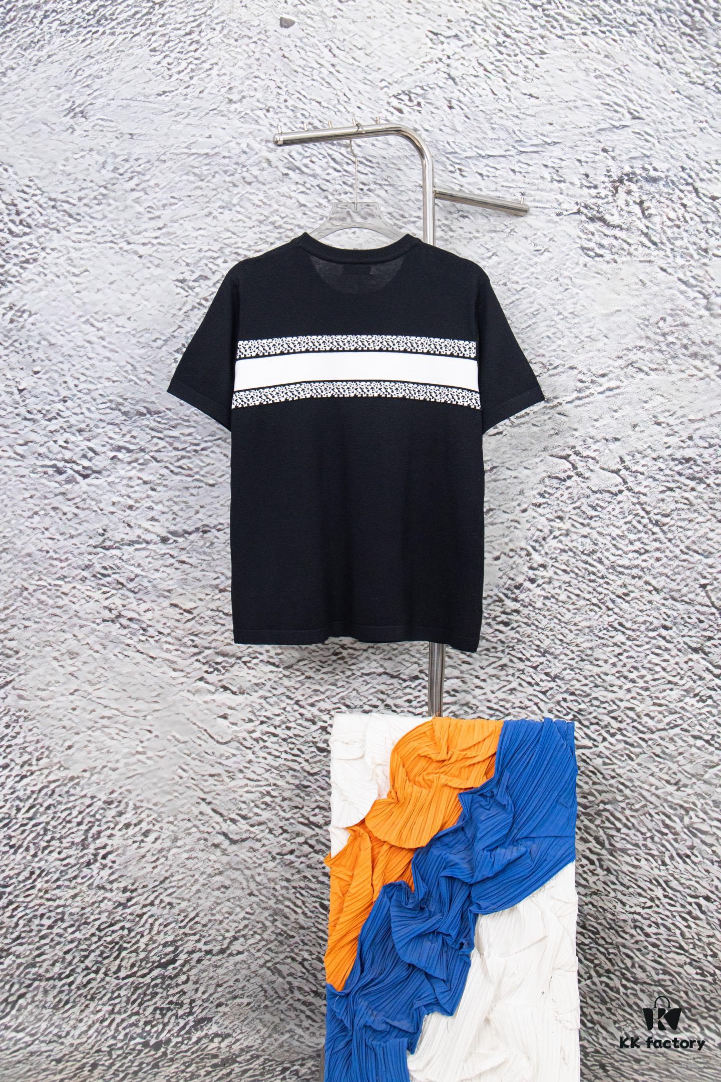 Dior New Arrival Jacquard Knit Short-Sleeve Slim-Fit Stretch T-Shirt Unisex