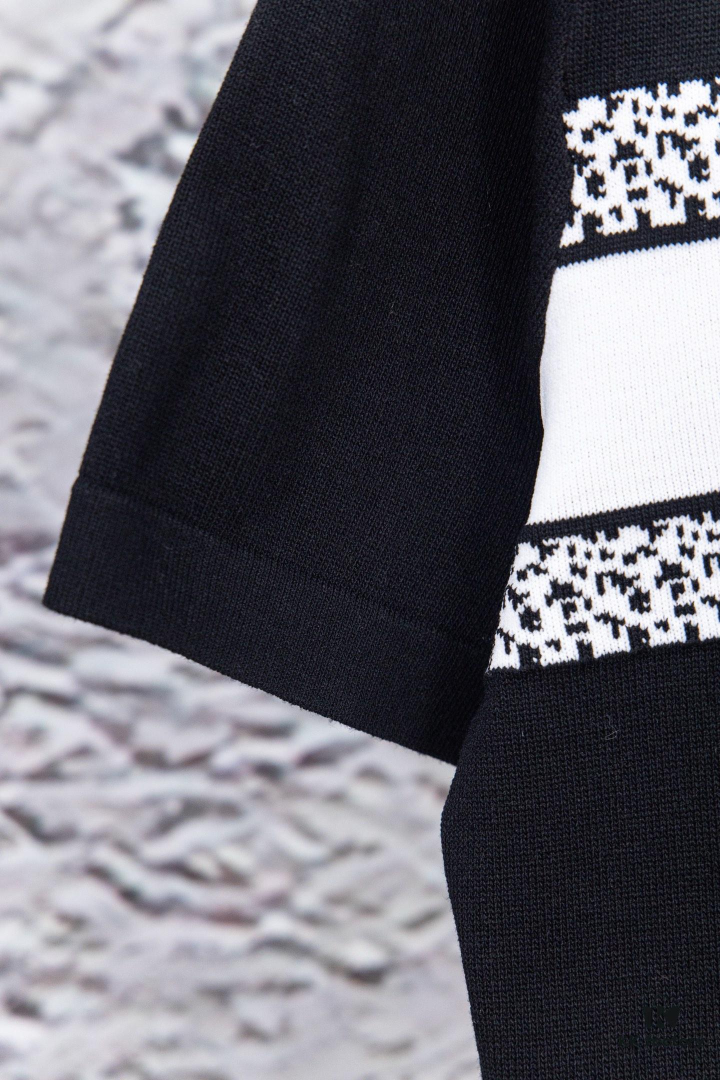 Dior New Arrival Jacquard Knit Short-Sleeve Slim-Fit Stretch T-Shirt Unisex