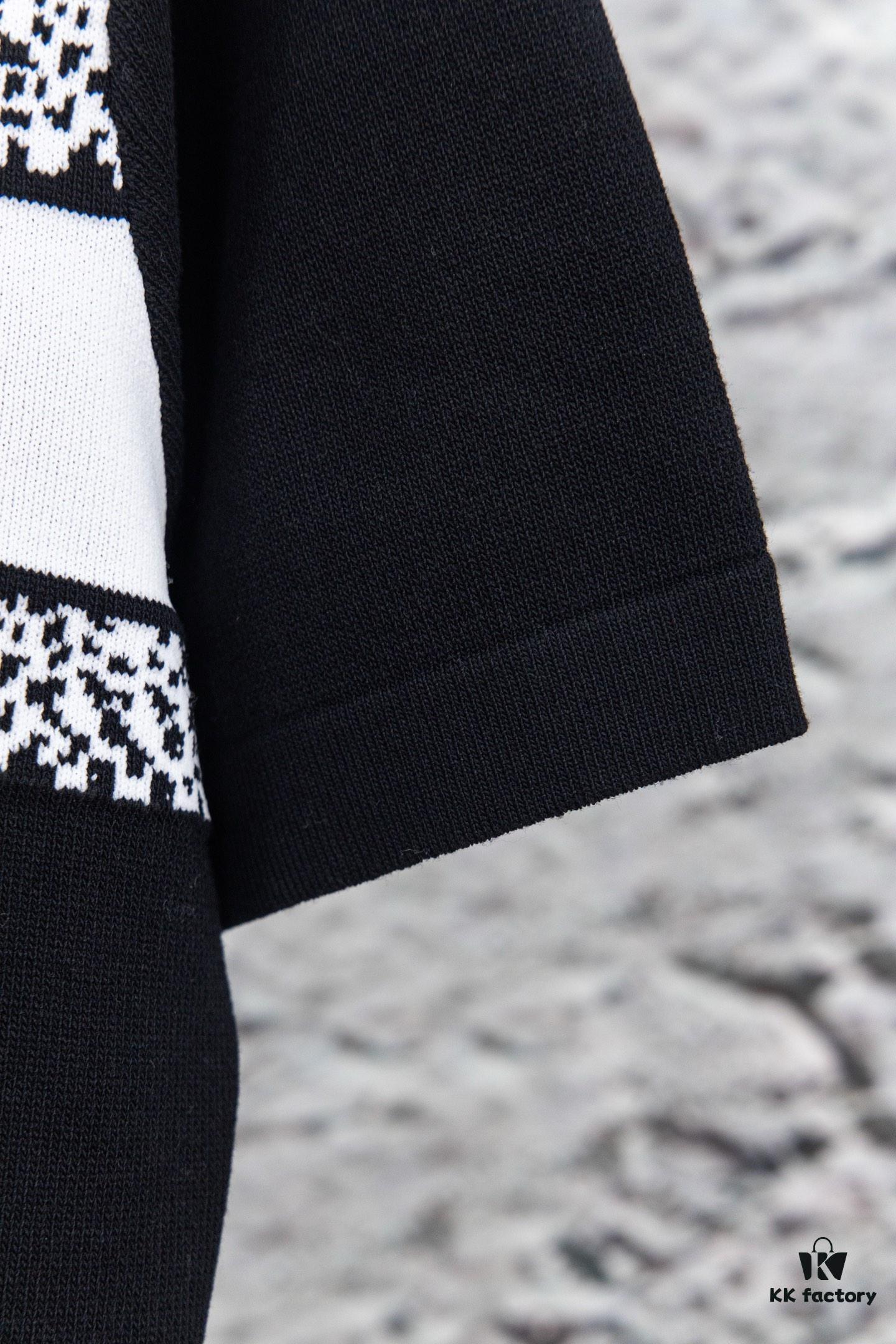 Dior New Arrival Jacquard Knit Short-Sleeve Slim-Fit Stretch T-Shirt Unisex