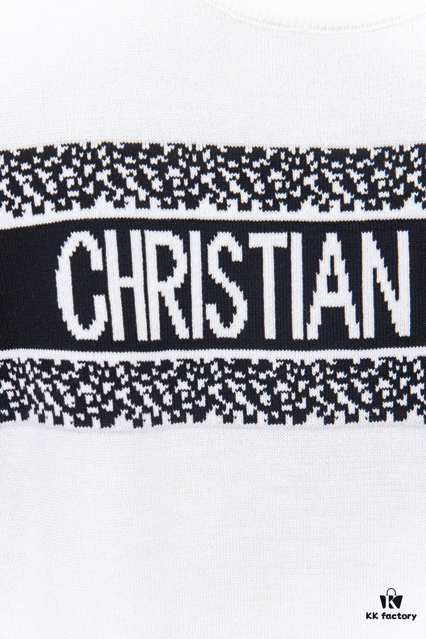 Dior New Arrival Jacquard Knit Short-Sleeve Slim-Fit Stretch T-Shirt Unisex