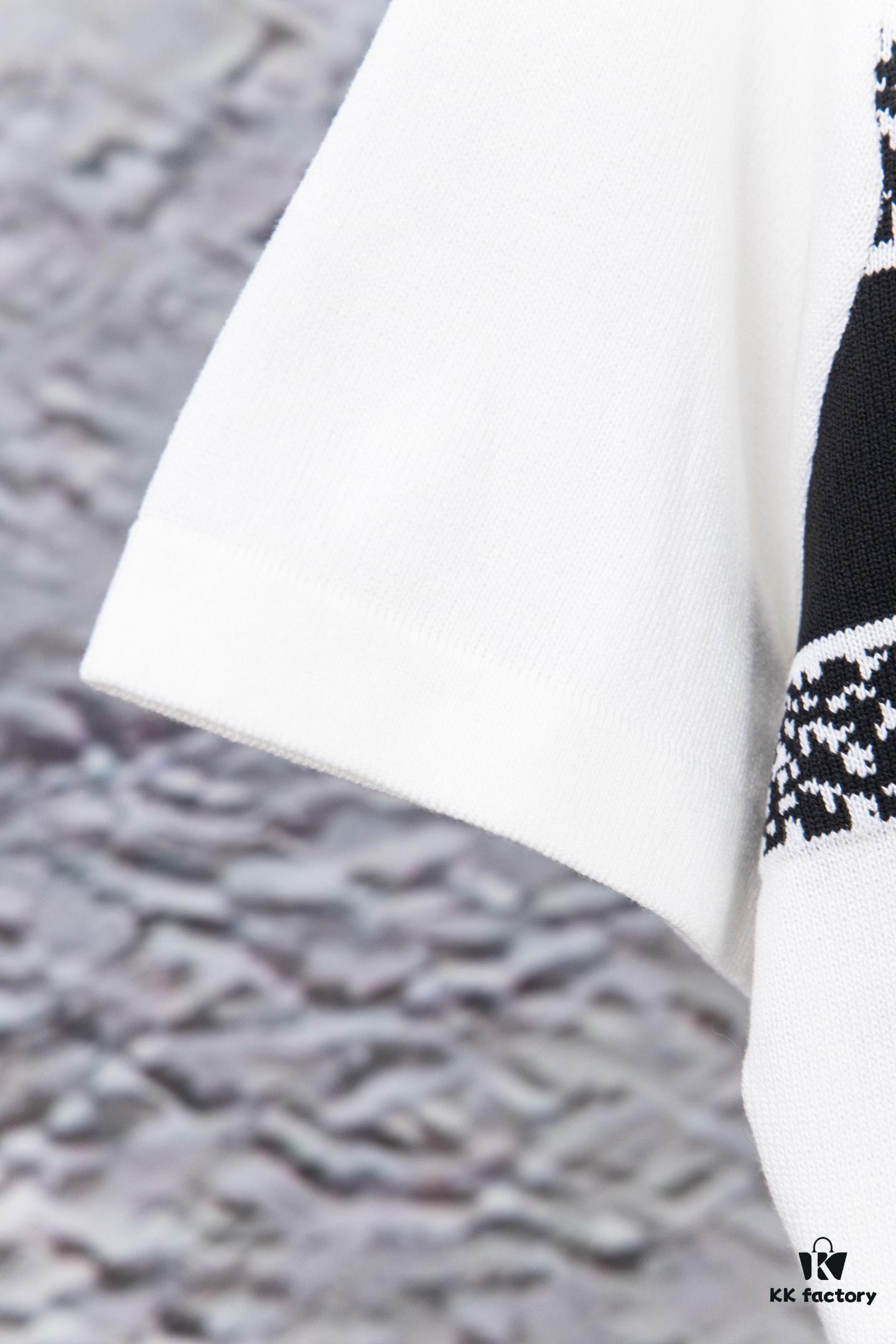 Dior New Arrival Jacquard Knit Short-Sleeve Slim-Fit Stretch T-Shirt Unisex