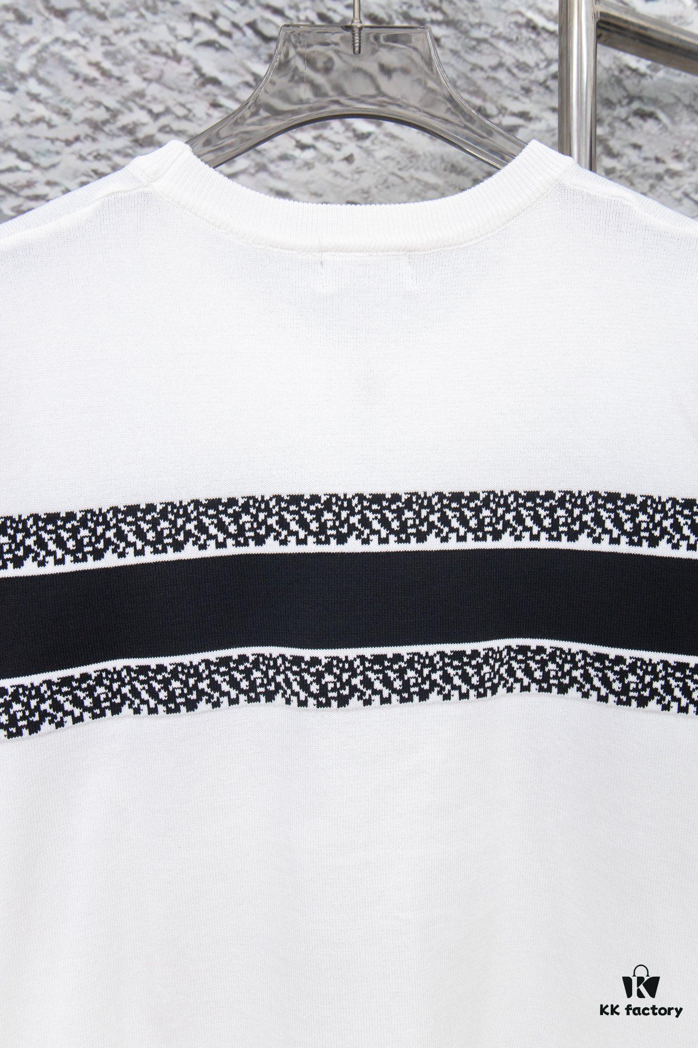 Dior New Arrival Jacquard Knit Short-Sleeve Slim-Fit Stretch T-Shirt Unisex