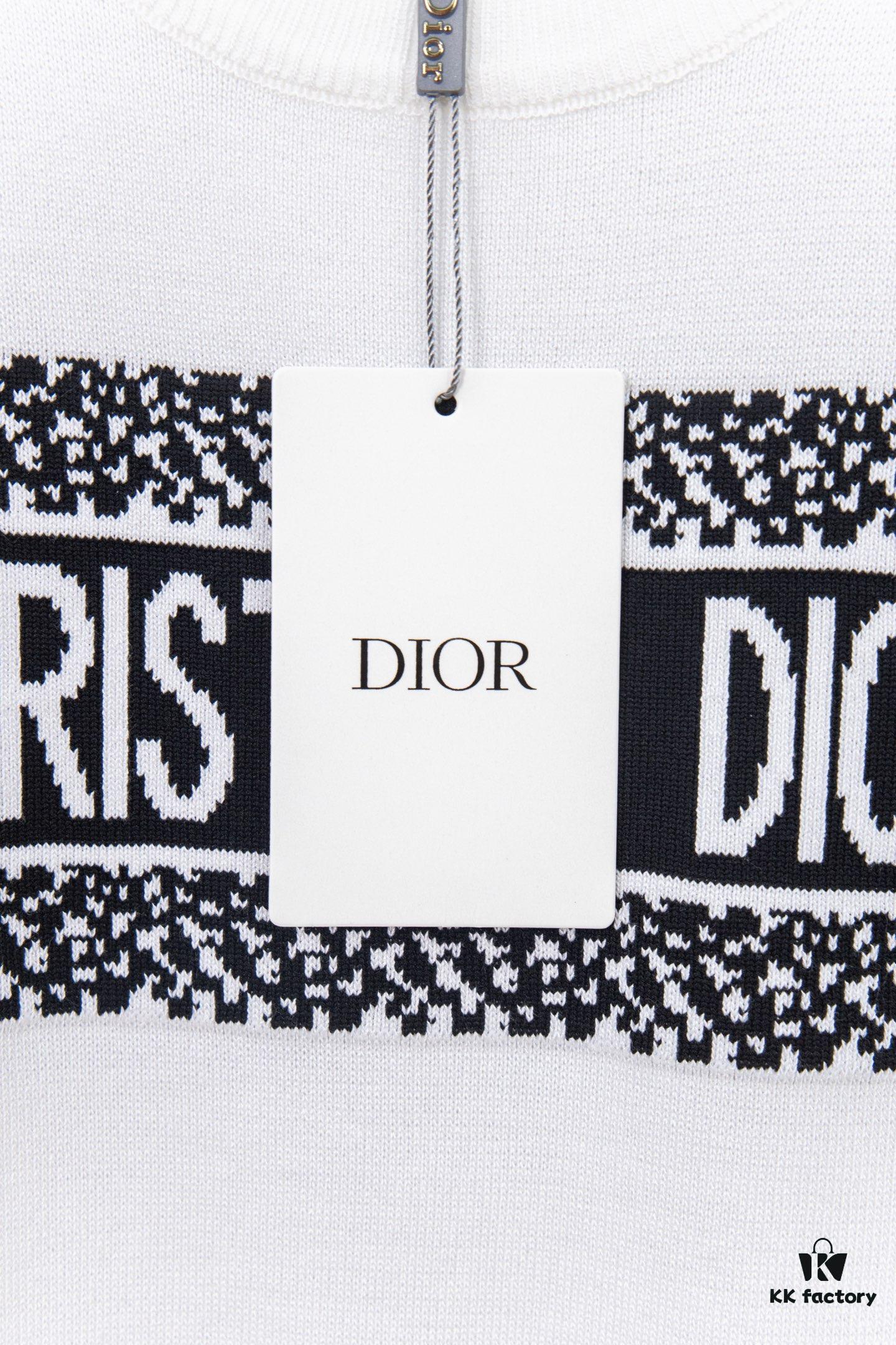 Dior New Arrival Jacquard Knit Short-Sleeve Slim-Fit Stretch T-Shirt Unisex