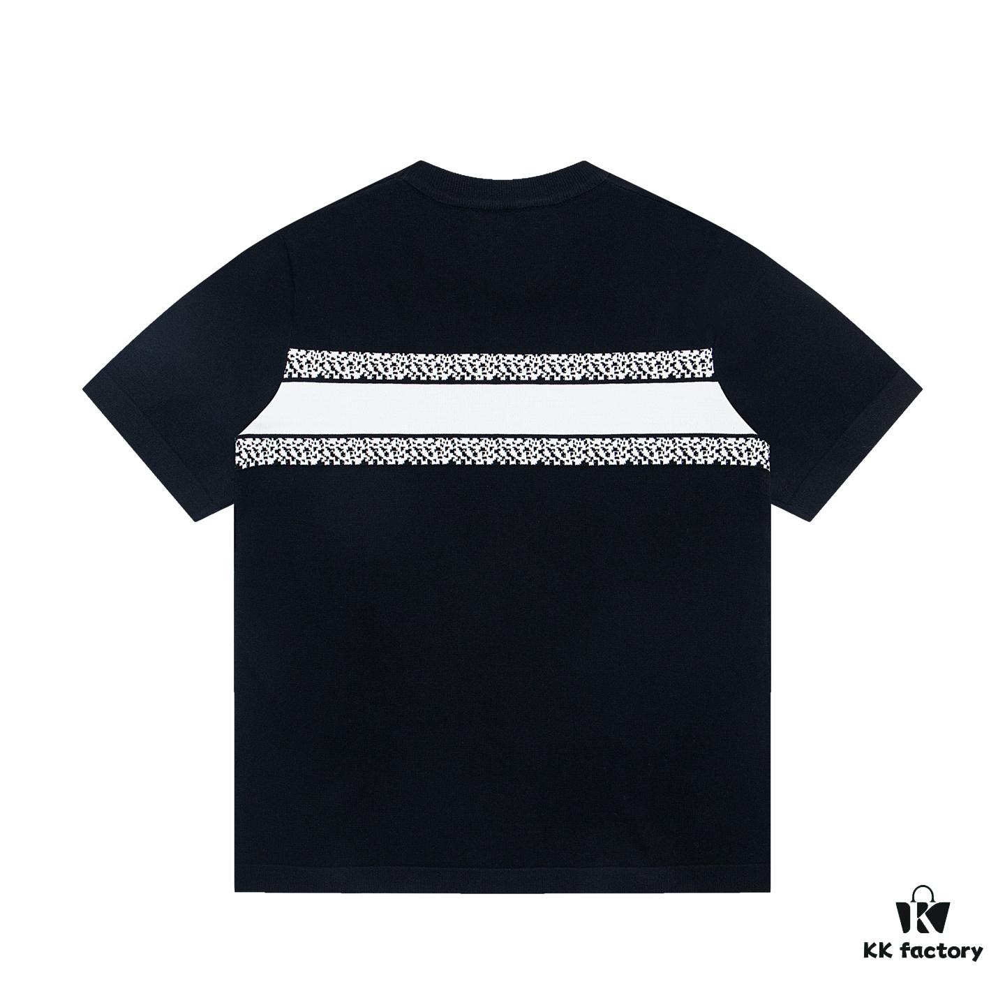 Dior New Arrival Jacquard Knit Short-Sleeve Slim-Fit Stretch T-Shirt Unisex