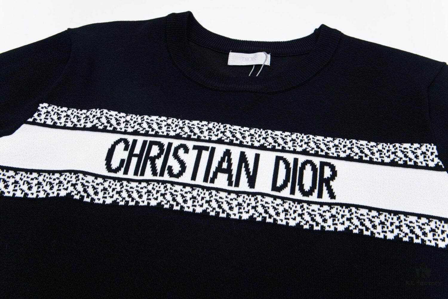 Dior New Arrival Jacquard Knit Short-Sleeve Slim-Fit Stretch T-Shirt Unisex