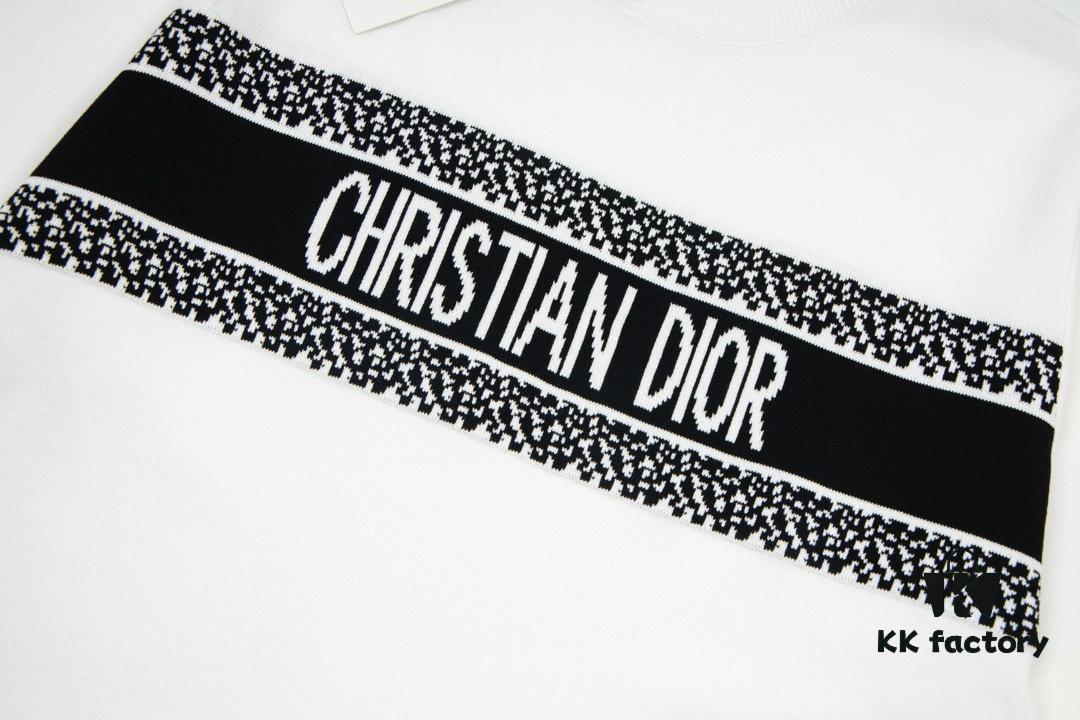 New Dior DIOR Jacquard Knit Short-Sleeve Slim-Fit Elastic T-Shirt, Unisex Design, Classic Collection, Smooth and Breathable Fabric, High-Quality Craftsmanship